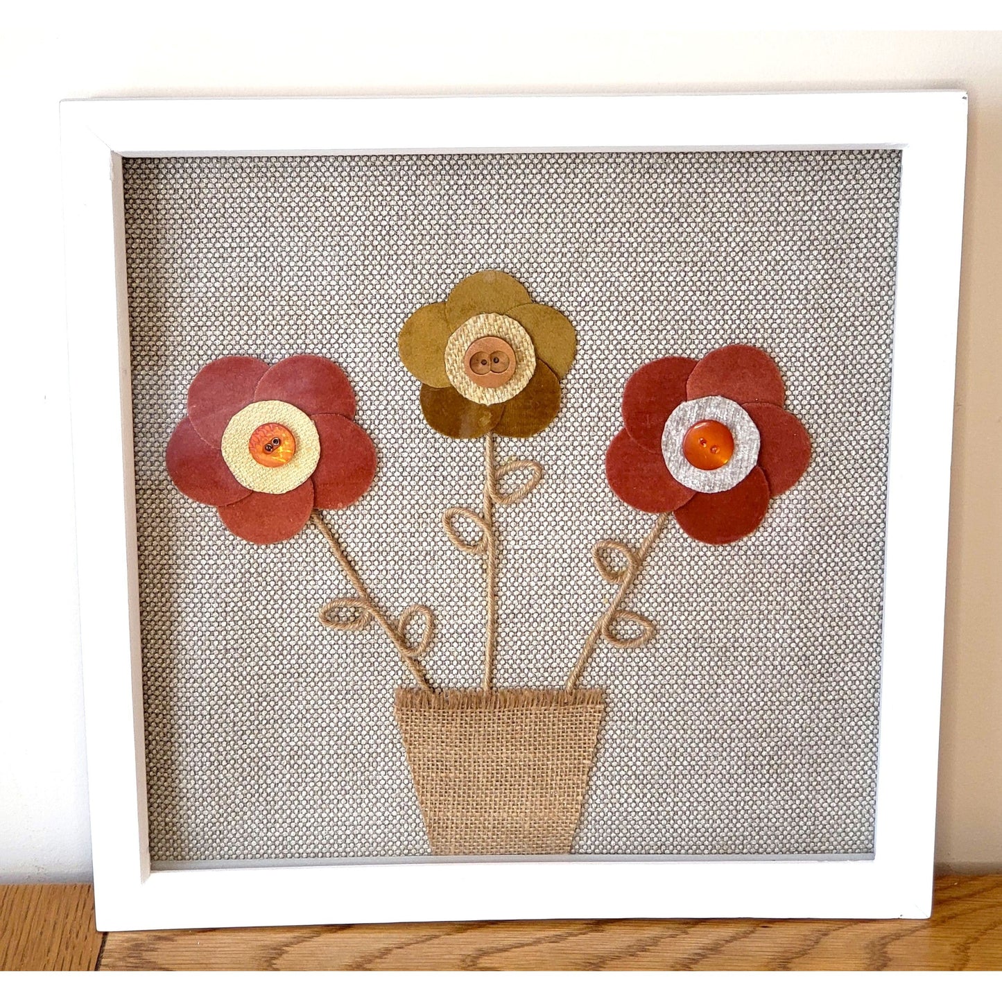 Flower fabric x3 framed