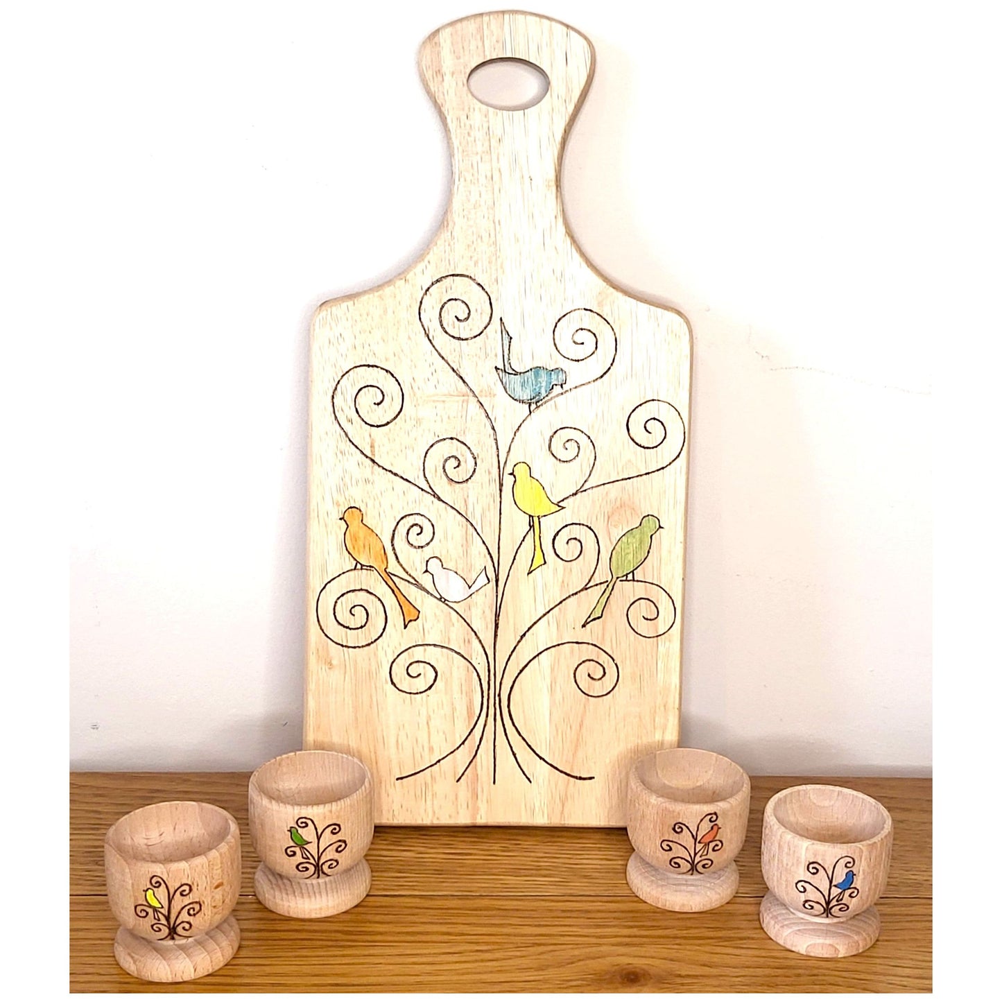 Chopping board and egg cup set