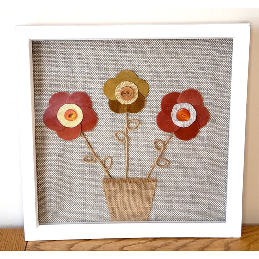 Flower fabric x3 framed
