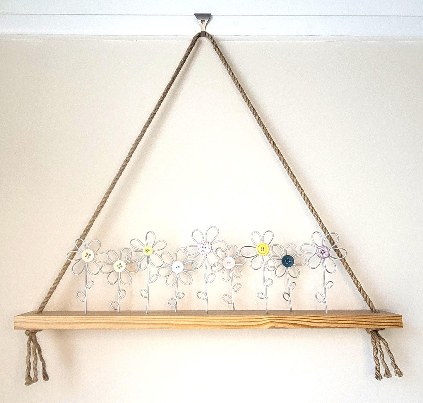 Flowers wire - hanging on plank